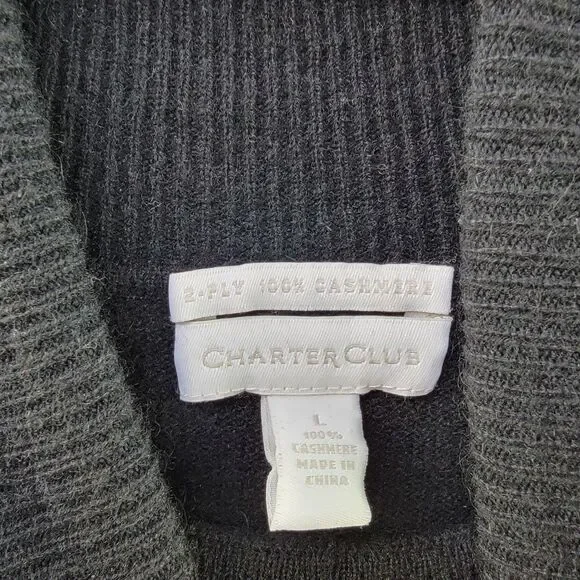 Charter Club 2-PLY 100% Cashmere Black Classic Turtleneck Sweater Size L - Picture 3 of 7